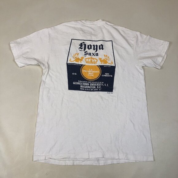 Vintage Georgetown University Corona Parody Graphic T-Shirt White 1989 Large - Picture 1 of 9